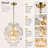 18'' Midcentury Modern Murano Glass Round Chandeliers 6-Light Handblown Glass Pendant Light Fixture Warm Brass Finish For Dining Room Living Room-3514013-3514012