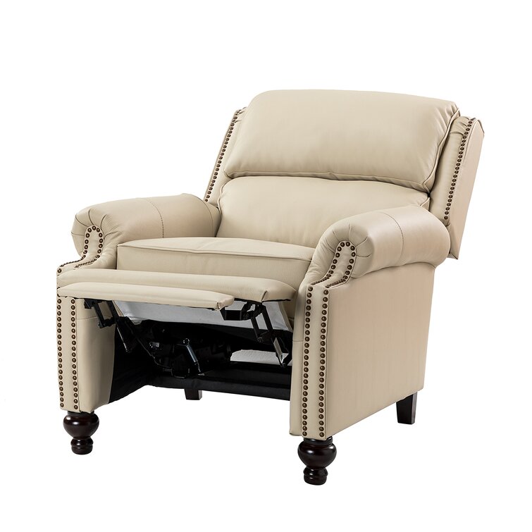 Arland Contemprary Faux Leather Pillow Back Recliner Lark Manor Upholstery Color: Gray Faux Leather