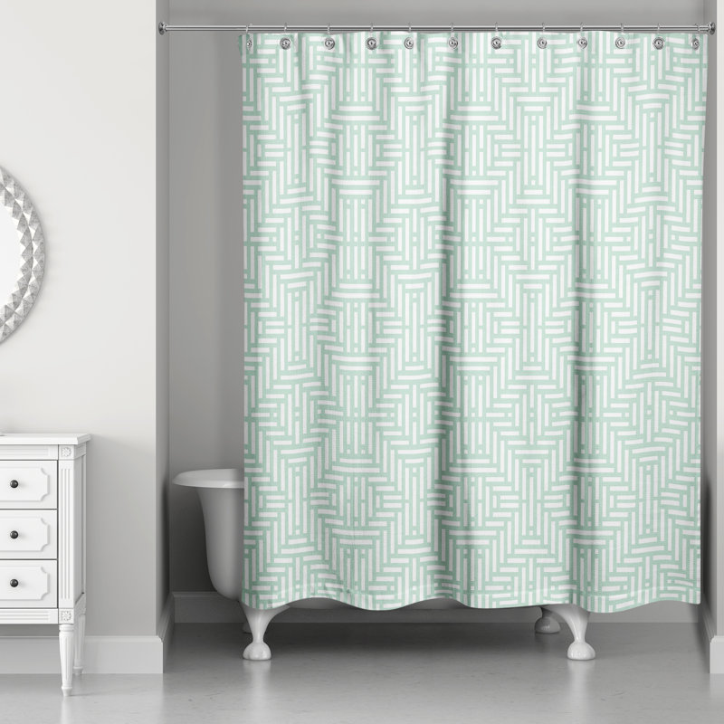 Rideau de douche simple géométrique Travers, Menthe