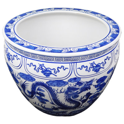 Bocal en porcelaine bleu et blanc avec motif de dragon
