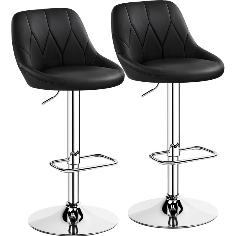 color Height Adjustable Swivel Bar Stool, Black