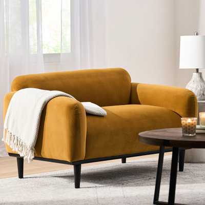 Élégant en jaune avec un revêtement confortable et des pieds robustes, 2, l 48,55 po x P 31,02 po, H 30,28 po, contemporain 2, bouleau doux