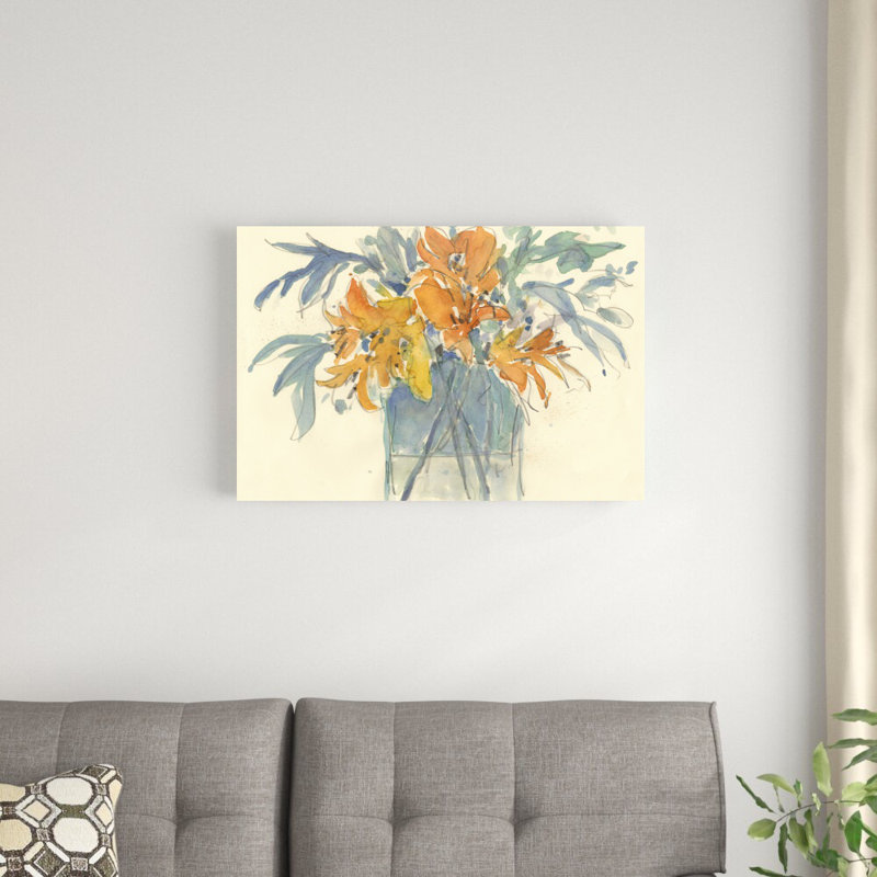 «Day Lily Moment II» par Samuel Dixon - peinture sur toile tendue, H 20 po x l 30 po