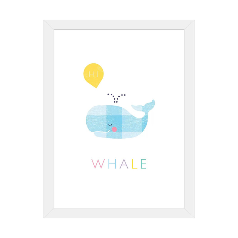 «W Is for Whale» - impression, Papier encadré blanc, Blanc, H 24 po x l 16 po x P 1 po