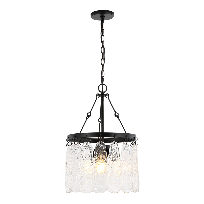 Black Iron and Crystal 3-Light Chandelier