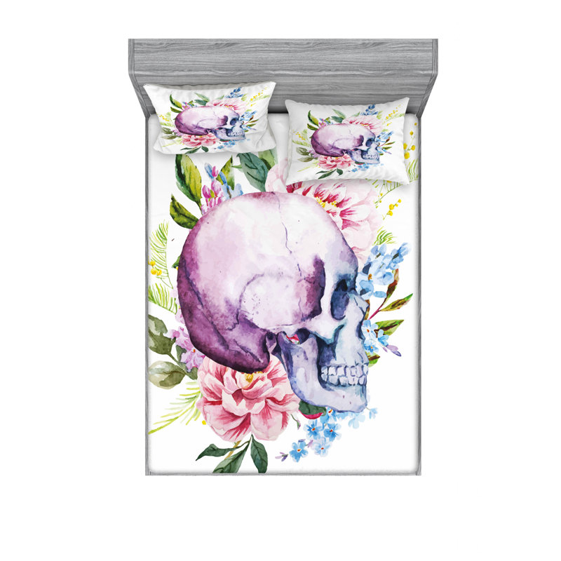 Ensemble de draps à fleurs mortes, Ensemble de drap pour grand lit avec drap-housse