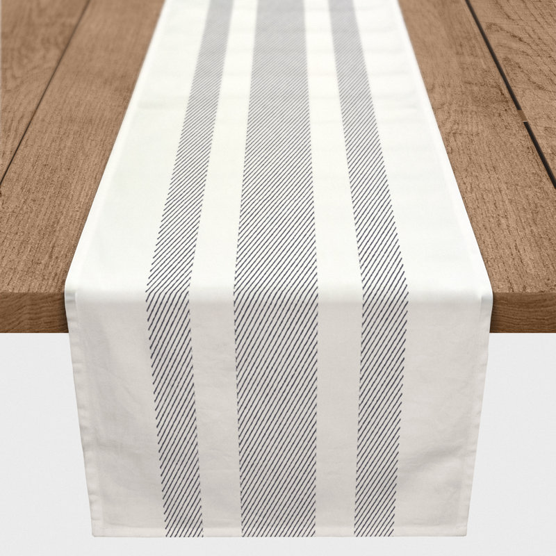 Azzurro Striped Table Runner, Dark Gray, 72" x 16"