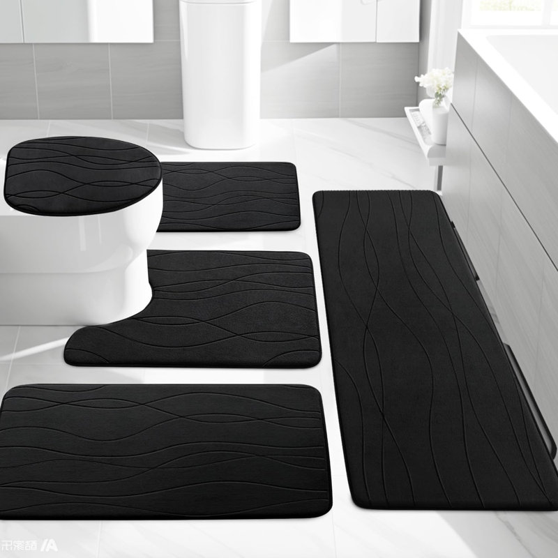 Ensemble de tapis de salle de bain en mousse viscoélastique 5 pièces