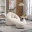 Pouf pouf en microfibre avec repose-pieds, beige