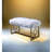 18.43 In. Depth Bench With White Faux Fur Seat And Gold Metal Appearance Armless Backless Upholstered Support, No Storage