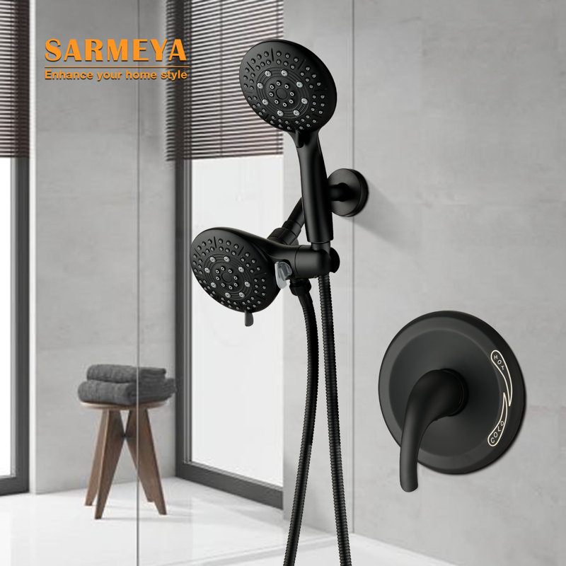 Complete Shower System with Rough in-Valve, Matte Black