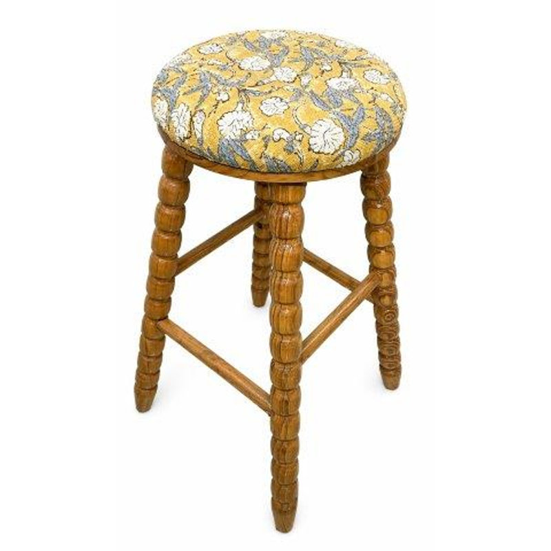 Tabouret de bar rembourré avec cadre en bois d'acacia massif Spindle