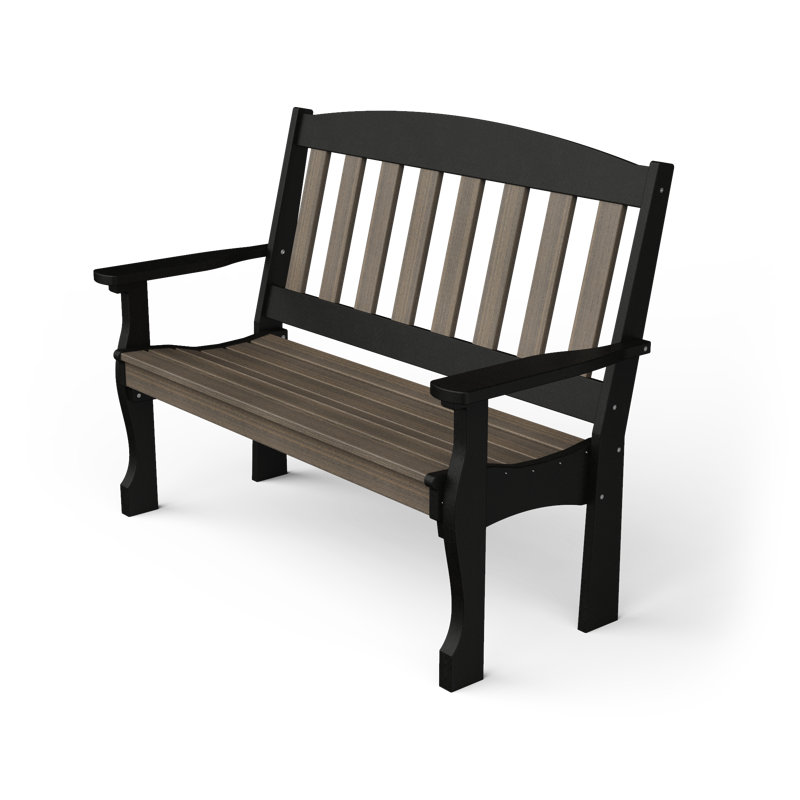 Banc de jardin en plastique Leeroy, Gris bord de mer / noir