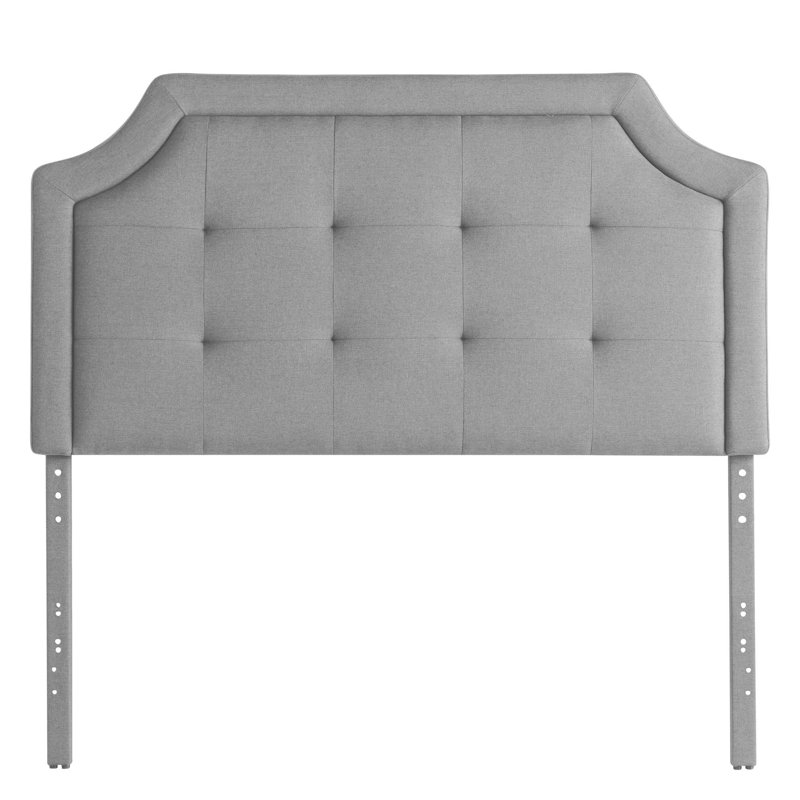 Lucid Upholstered Headboard with Scooped Corners and Square Tufting, Adjustable Height 51.3"–59.1", Light Gray, King, King