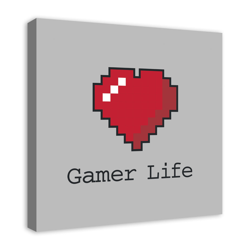 « gamer life », art sur toile Tomalin, H 24 po x l 24 po x P 1,25 po