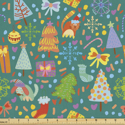 Mustafa Kittens Trees and Ornaments Multi-Purpose Fabric