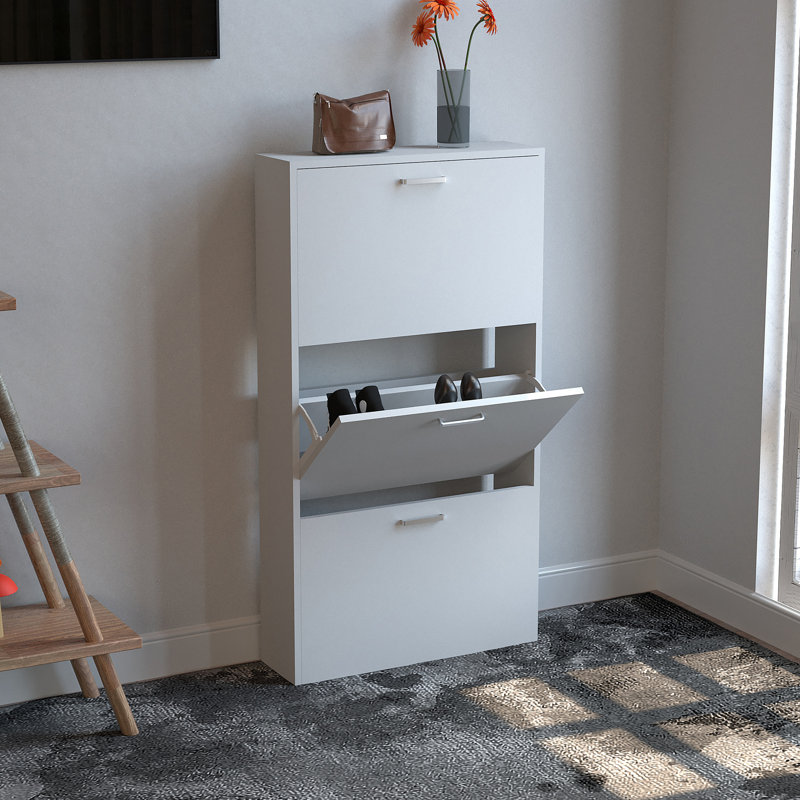 9 Pair Shoe Storage Cabinet, White