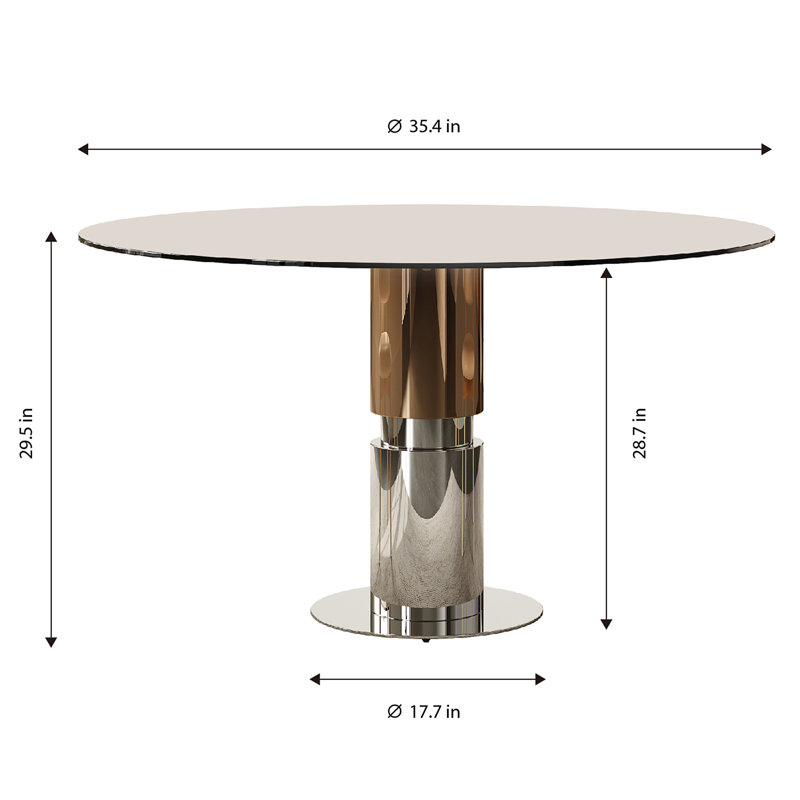 Table de salle à manger ronde en verre 35 pouces