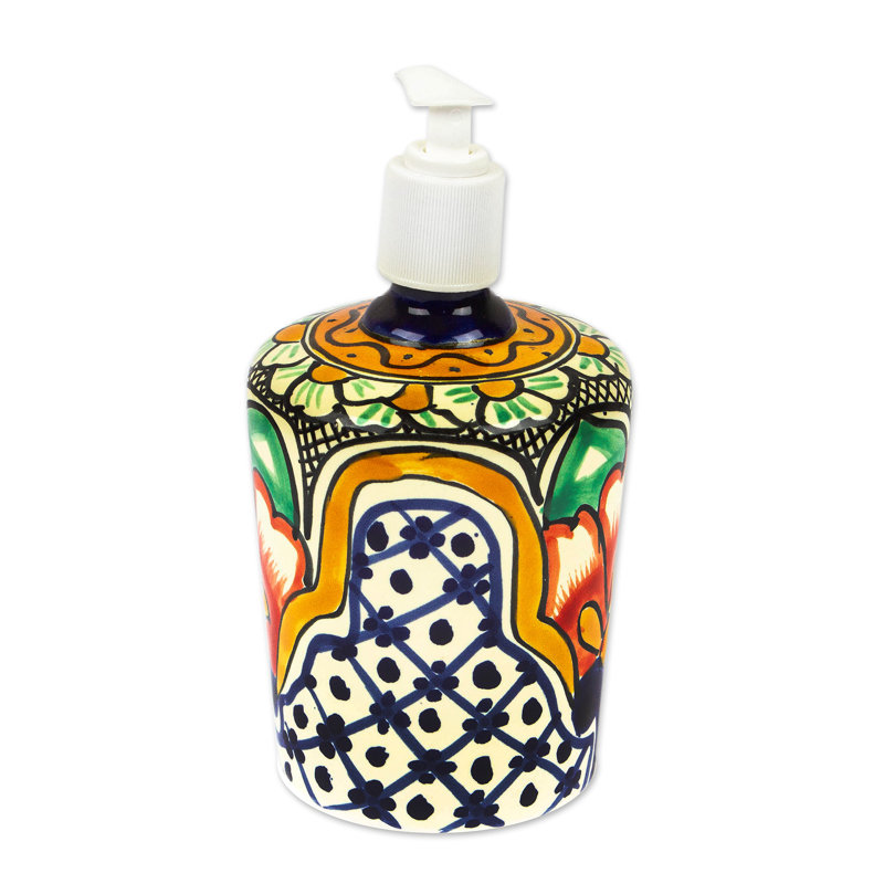  Distributeur de savon en céramique fait à la main Puebla Blooms