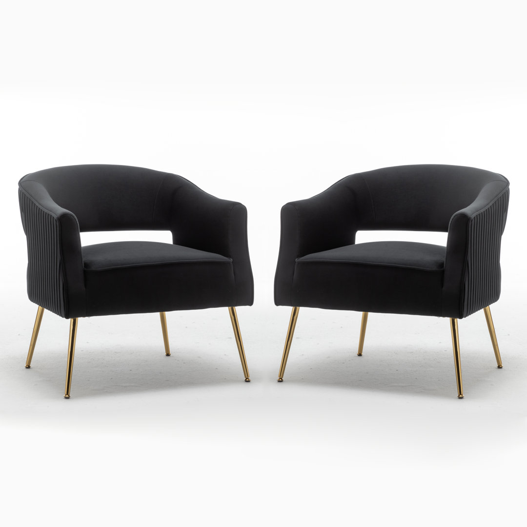 Chynna Velvet Armchair (Set of 2) Everly Quinn Upholstery 