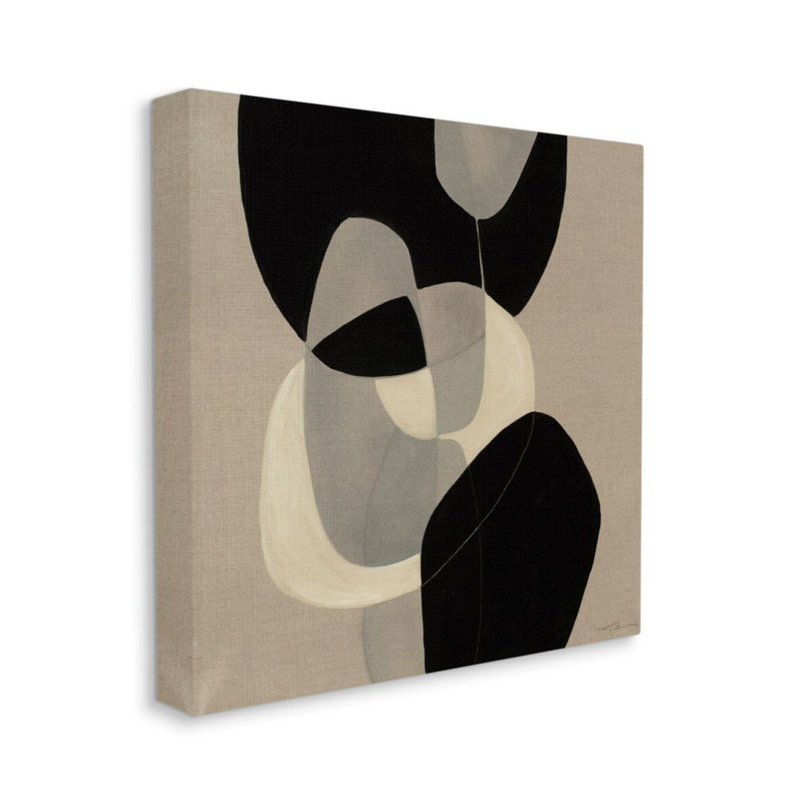 «Neutral Toned Shapes Abstract Layers Brown Black» par Kippi Leonard - impression d'art graphique, Toile tendue