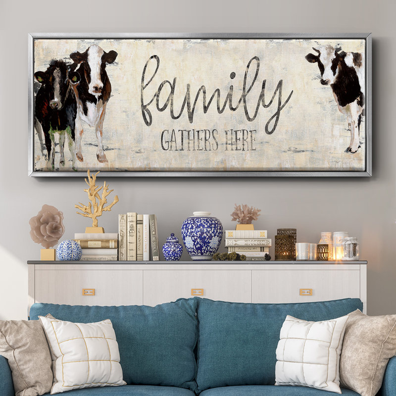 «Family Gather Here», toile encadrée, H 8 po x l 20 po