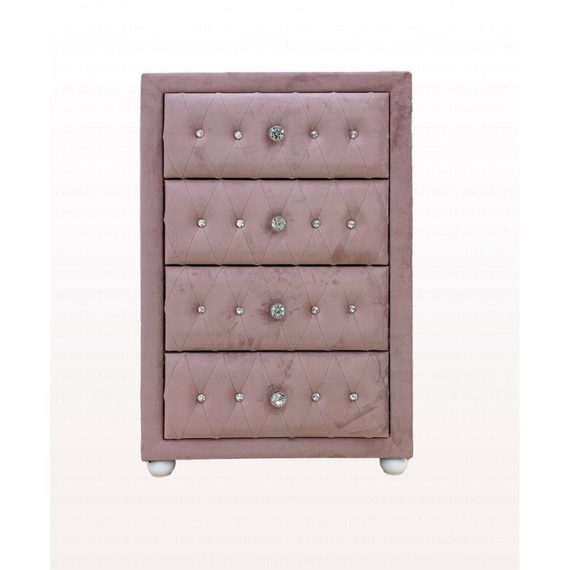Commode en tissu rose de style moderne