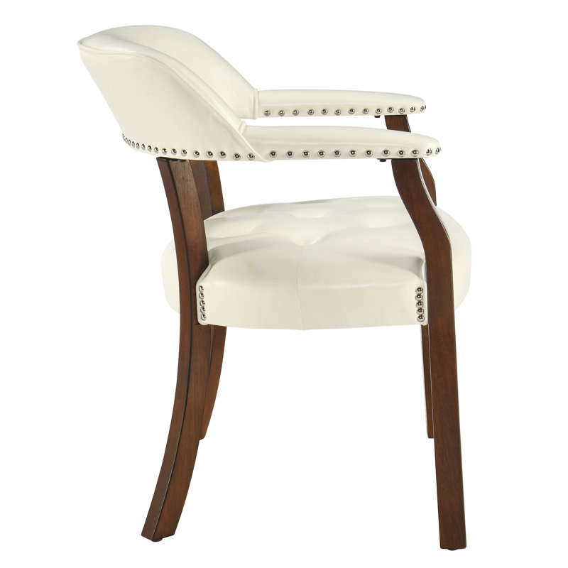 LUMERA Collection Tufted Arm Dining Chair Cream White, Cream, Espresso