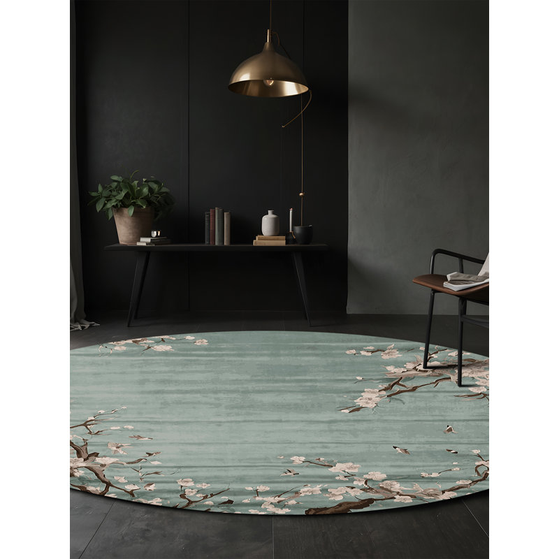 Machine Washable Brown Area Rug, Round 5'