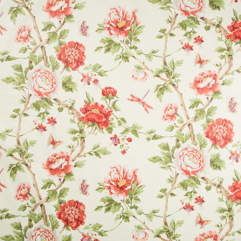 Les Pivoines 100% Cotton Fabric, Red
