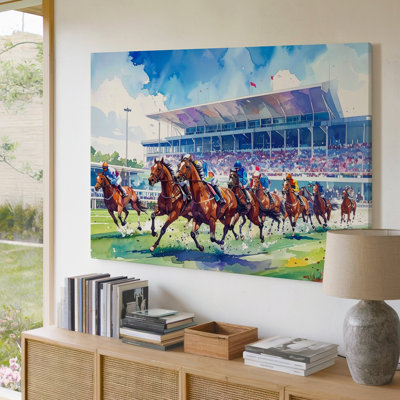 Canvas Wall Art Racing Spirit Canvasvibrant Horse Race Digital Art Ready To Hang Gallery Wrapped Home Decor Modern Design Premium Quality