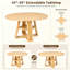 Table de salle à manger extensible ronde avec rangement caché et détails décoratifs tissés