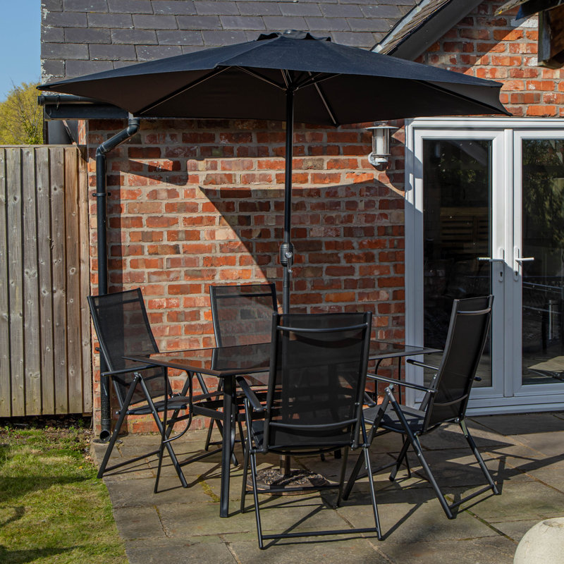 Charleah Rectangular 7 - Piece 4 - Person 149Cm L Outdoor Dining Set, Black