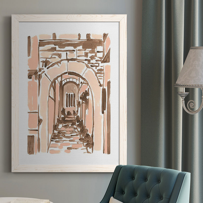 Blush Architecture Study III, reproduction d'art sur toile, Cadre blanc, H 37,5 po x l 27,5 po x P 1 po