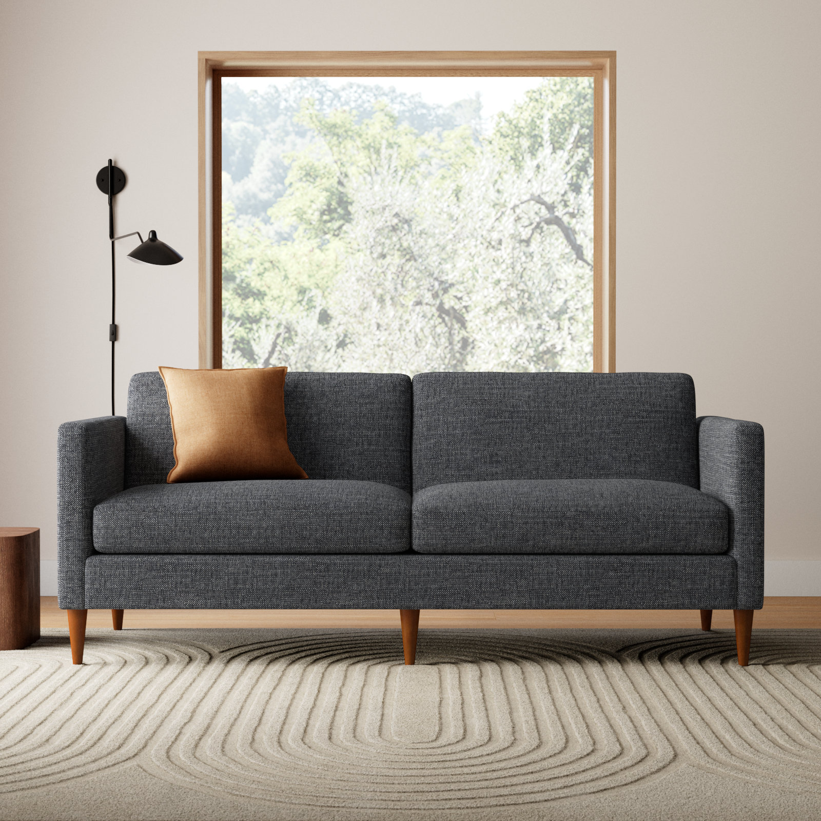 Clifford 87" Upholstered Custom Sofa, Nomad Indigo Performance Chenille