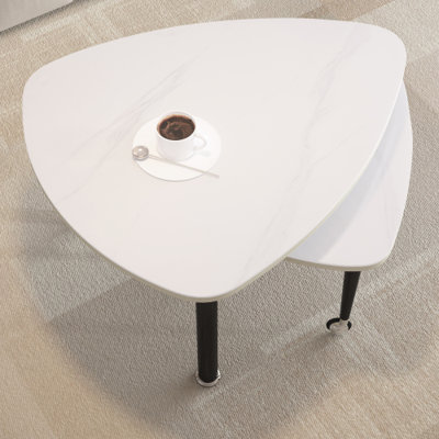 360 Degree Roratable White Sintered Stone Top Rotatable Modern Coffee Table for Living Room