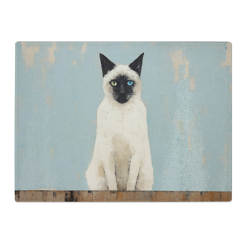 Siamese Cat Minimalism  Glass Chopping Board