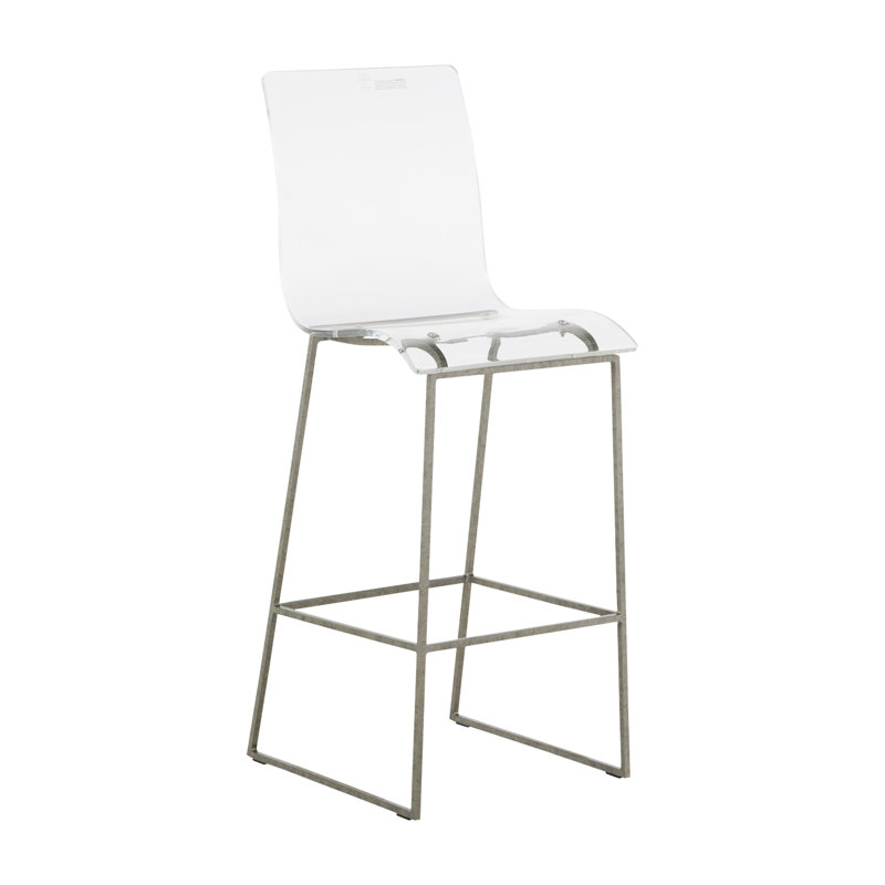 Gabby King 30" Antique Silver Acrylic and Metal Bar Stool