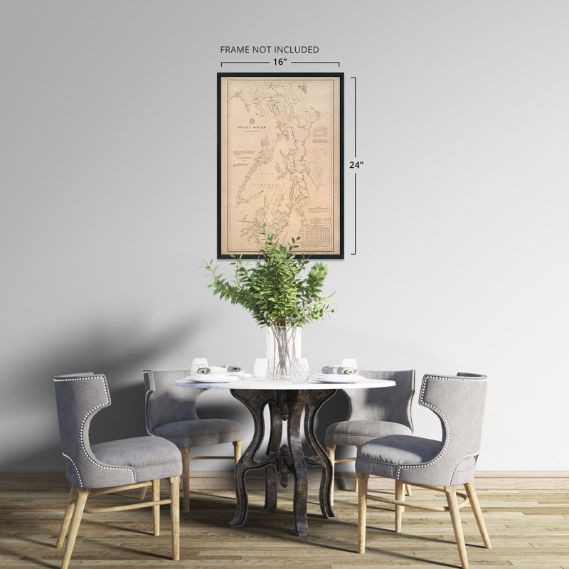 1889 Puget Sound Map, affiche sur papier, H 24 po x l 16 po x P 0,1 po