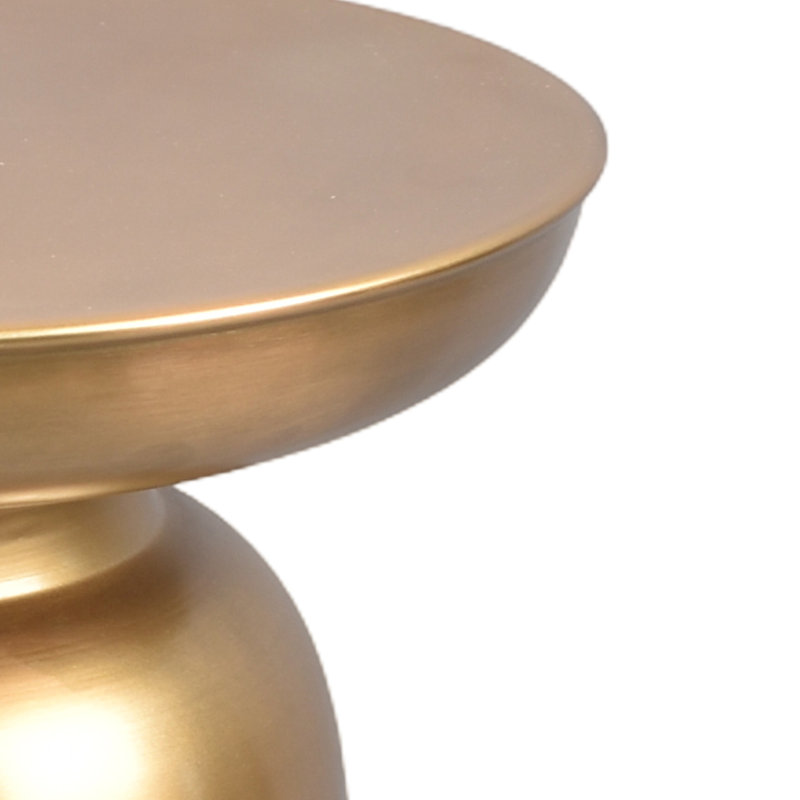 Shenna Handcrafted Solid Round Drum End Table, Doré