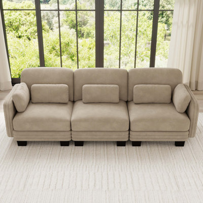 Modern Minimalist Modular Sectional 3 Seater Sofa, 3-Seater Couch with Thick Comfortable Seat Cushions, Suitable for Living Room, Bedroom and Apartment
