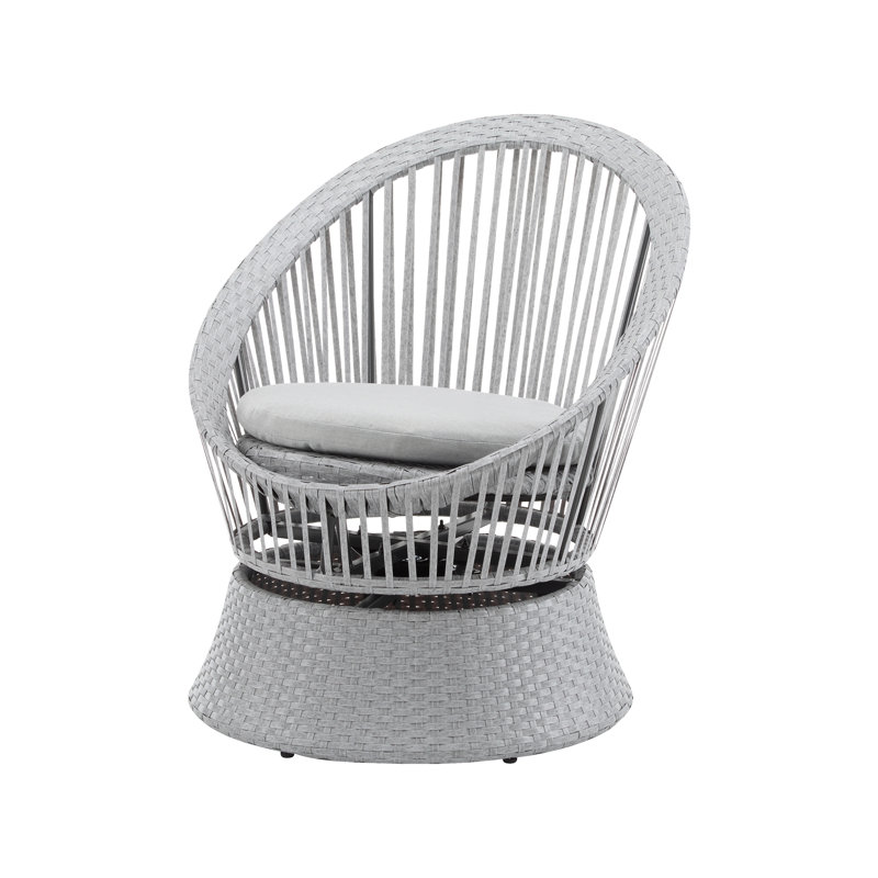 26.7" Modern Swivel Wicker Lounge Chair With Rattan And Iron Frame, Featuring A Stylish Round Design, Perfect For Living Room, Patio, Or Balcony Relaxation