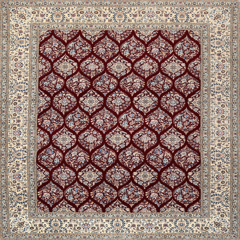 Tapis oriental en laine / polyester beige Douthit, Rond 8 pi