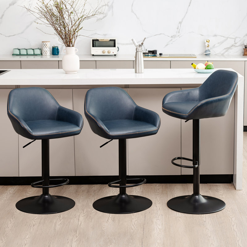 Tabouret de bar pivotant Mid-Century, Bleu marine