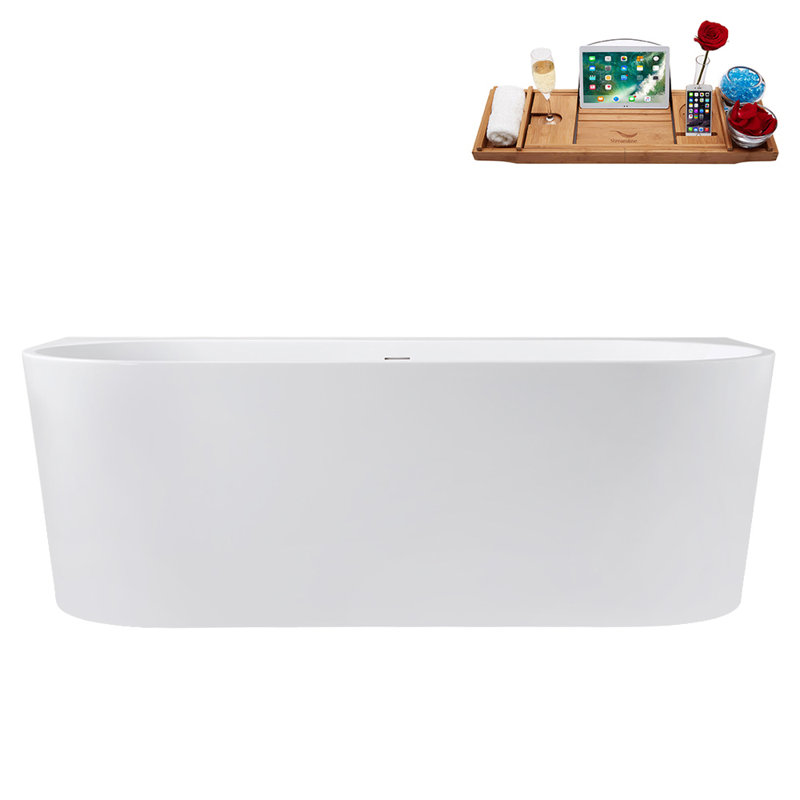 Bac autoportant 67 po avec drain interne Streamline, Laiton brossé