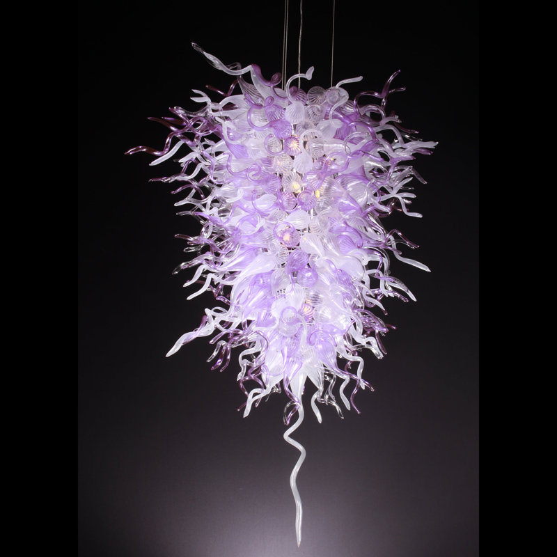 Lustre géométrique à un état/unique 4 lumières Lincoln, Mauve / blanc / transparent