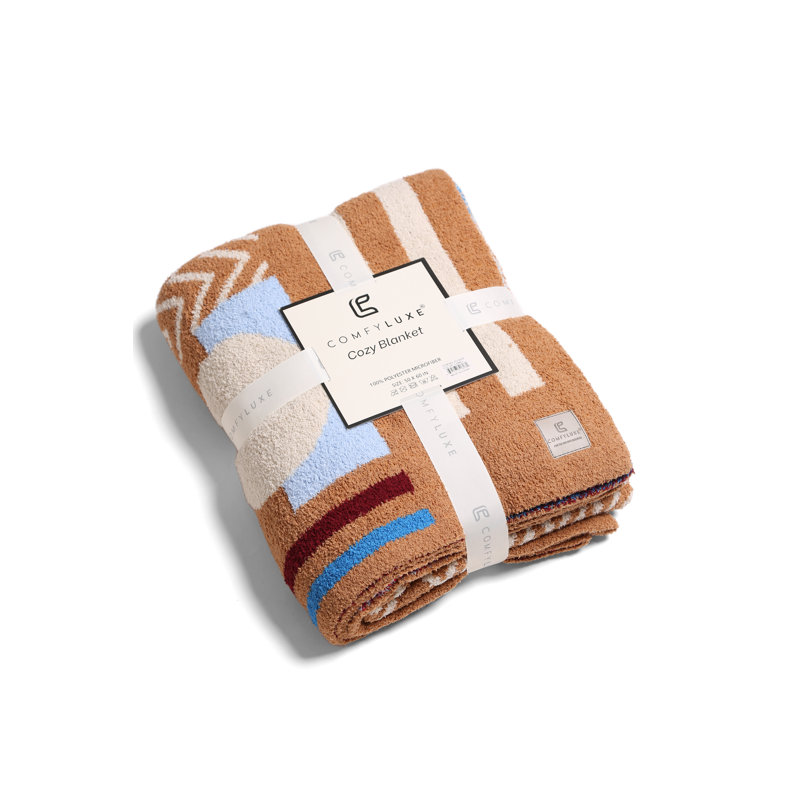 Jeté de luxe à motif géométrique , Chameau