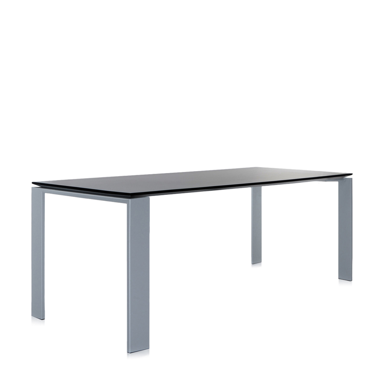 Four Dining Table, 28" H x 75" W x 31" D, Black Top/Aluminum Base