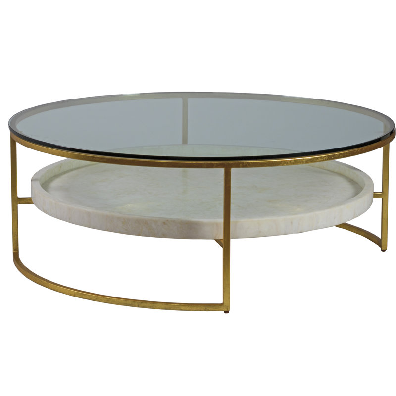 Signature Designs Cumulus Capiz Cocktail Table, 19" H x 50" L x 50" W, Gold Foil