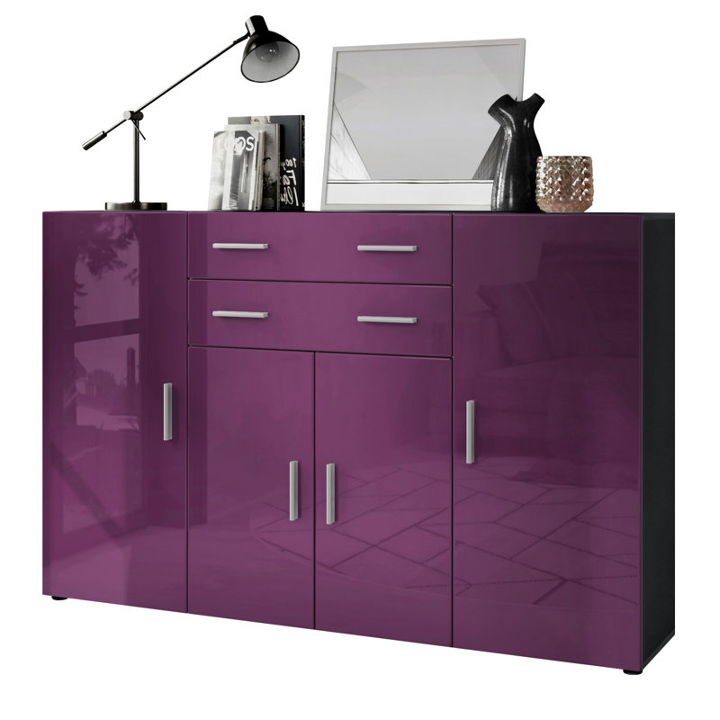 Mccammon 166 Cm Wide 2 Drawer Highboard, Blackberry High Gloss
